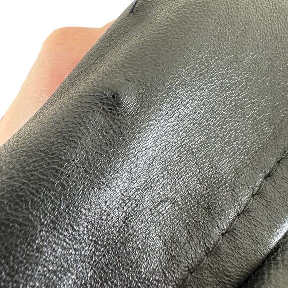 Vintage Gino di Giorgio Black Leather Button Up Trench Coat Size L - Picture 9 of 14